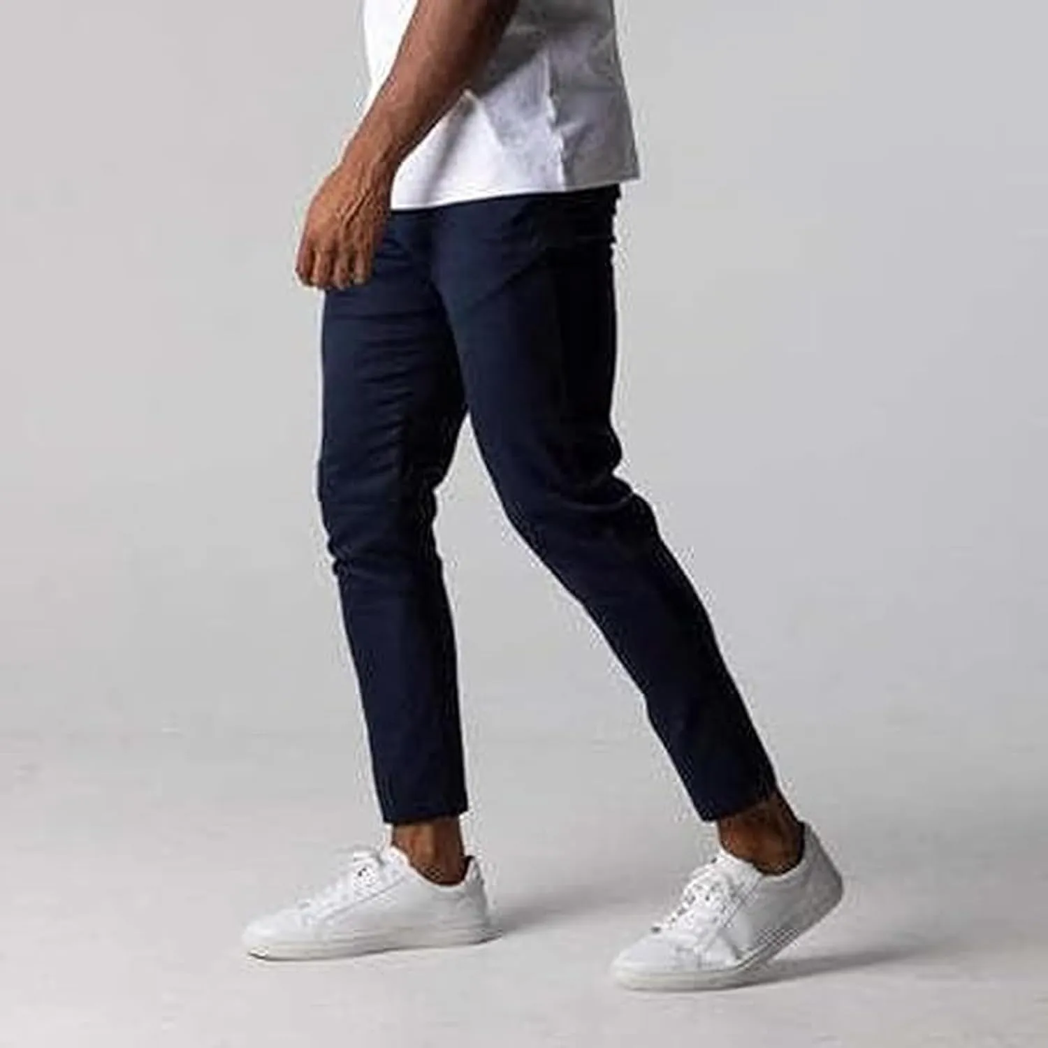 Men's Casual Stretch Pants Slim Fit Breathable Trouser Straight Legs Solid Color Pants Business Simple Comfy Trousers