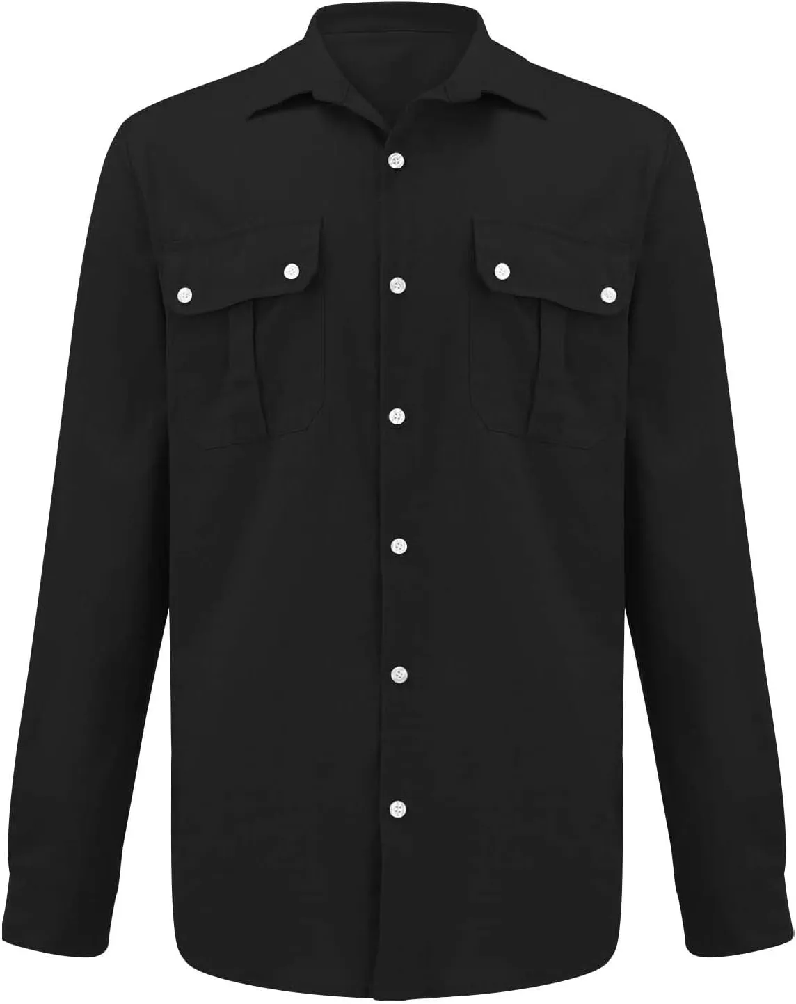 Men's Cotton Linen Shirts Retro Multi-Pockets Lapel Long Sleeve Workwear Breathable Quick Dry Summer Tropical Tops