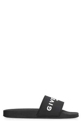 Men's Logo Pool Slides in Black | Size 40 | BH301TH1H4