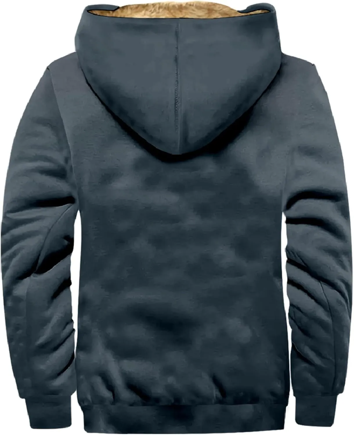 Men's Oversized Sherpa Lined Hoodies Thicken Fleece Drawstring Zip Up Hooded Jackets Sweatshirt Warm Soft Winter Coat