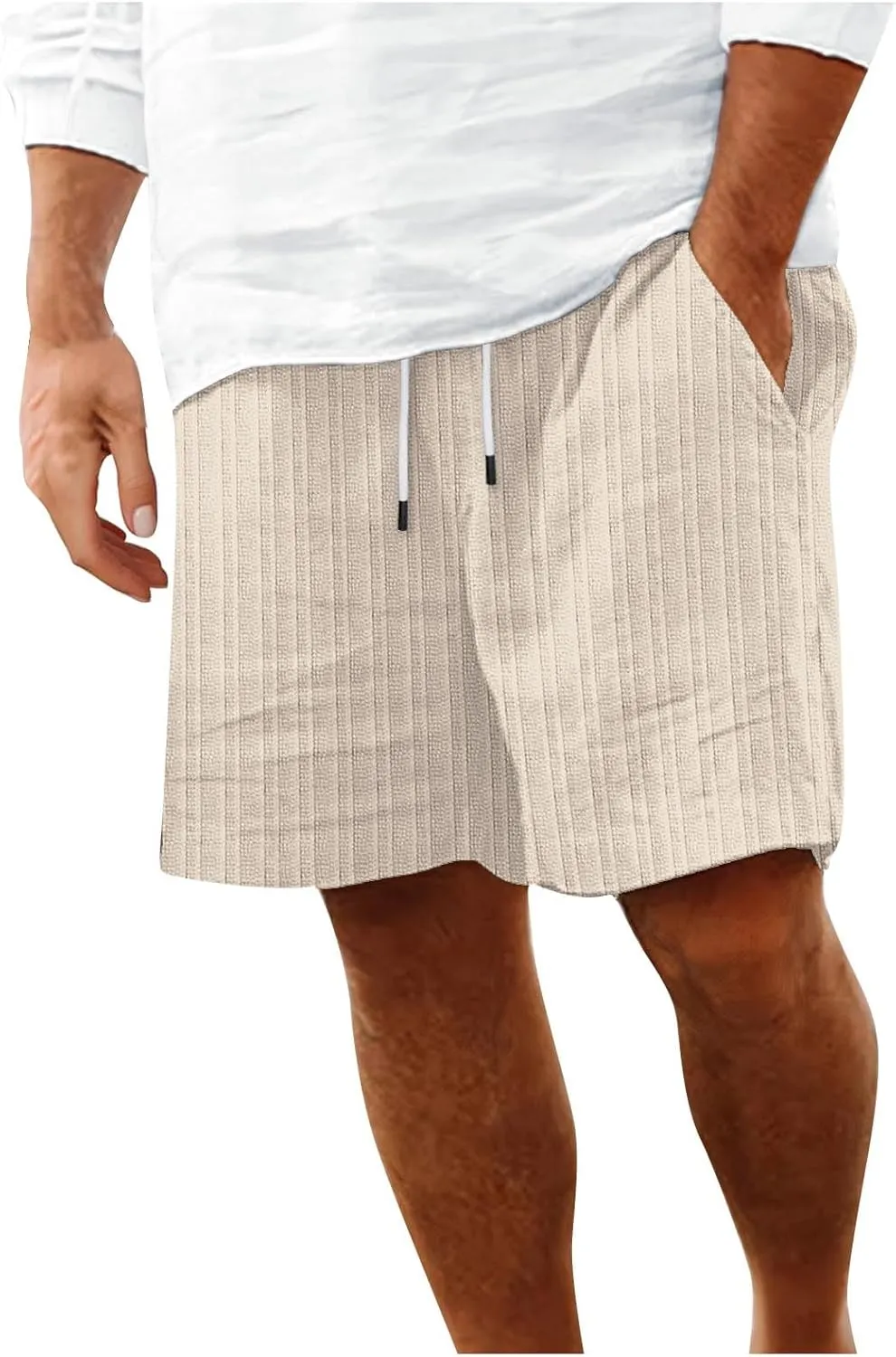 Men's Shorts Casual Beach Shorts Hawaiian Shorts for Men Summer Linen Shorts Relaxed Fit Loungewear Stylish Stripes Print