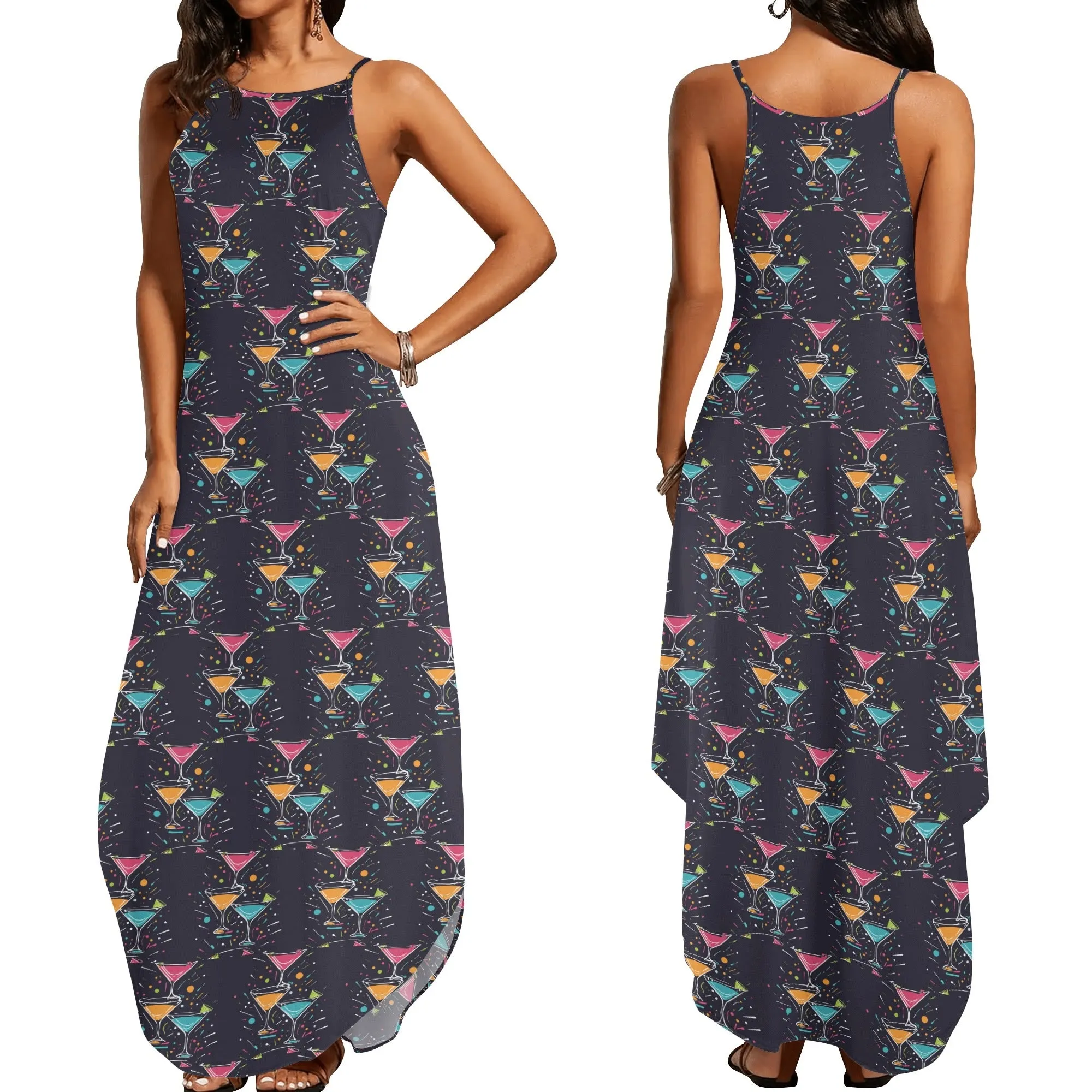 Night Time Martini Womens Elegant Sleeveless Evening Dress
