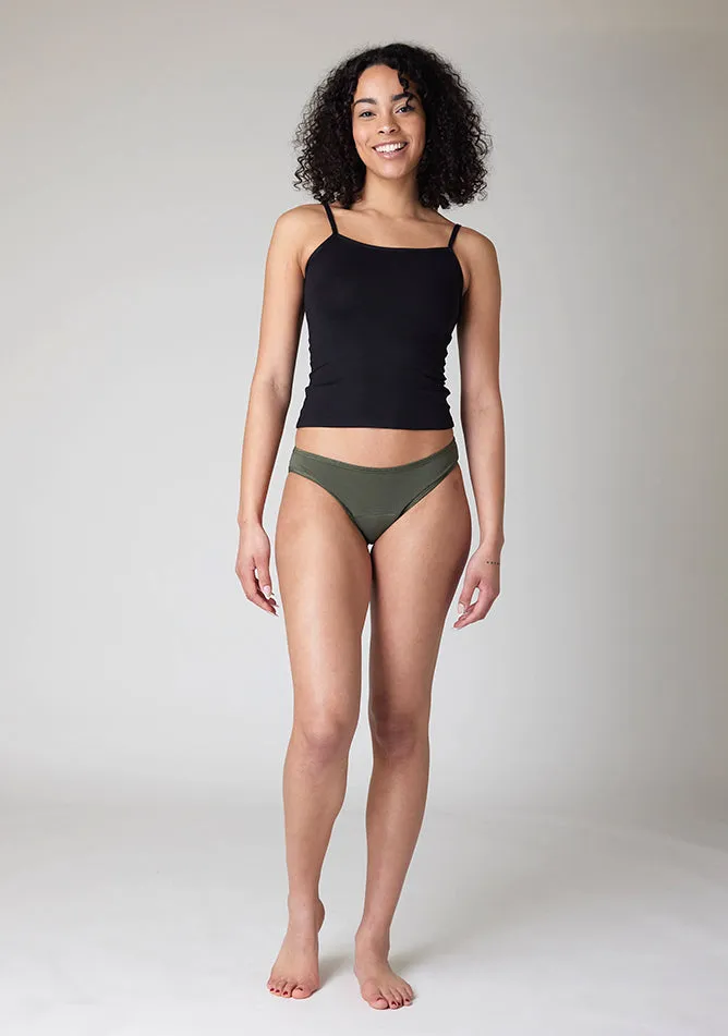 Olive Bikini Brief Period Pant - Light to Moderate Absorbency