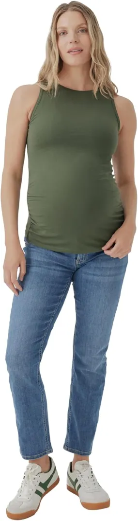 Pact Organic Cotton Maternity Tank Top - Ruched Soft Stretchy Sleeveless Maternity Top