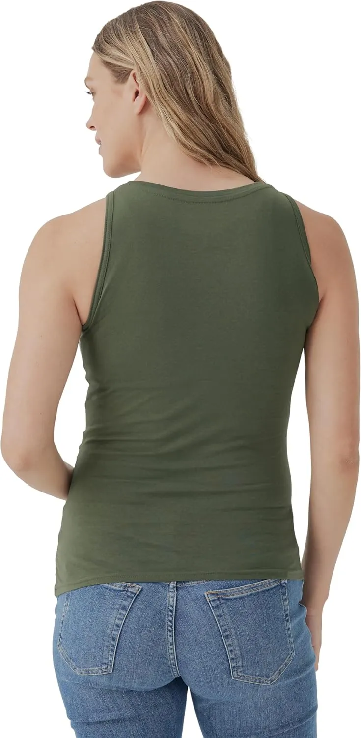 Pact Organic Cotton Maternity Tank Top - Ruched Soft Stretchy Sleeveless Maternity Top