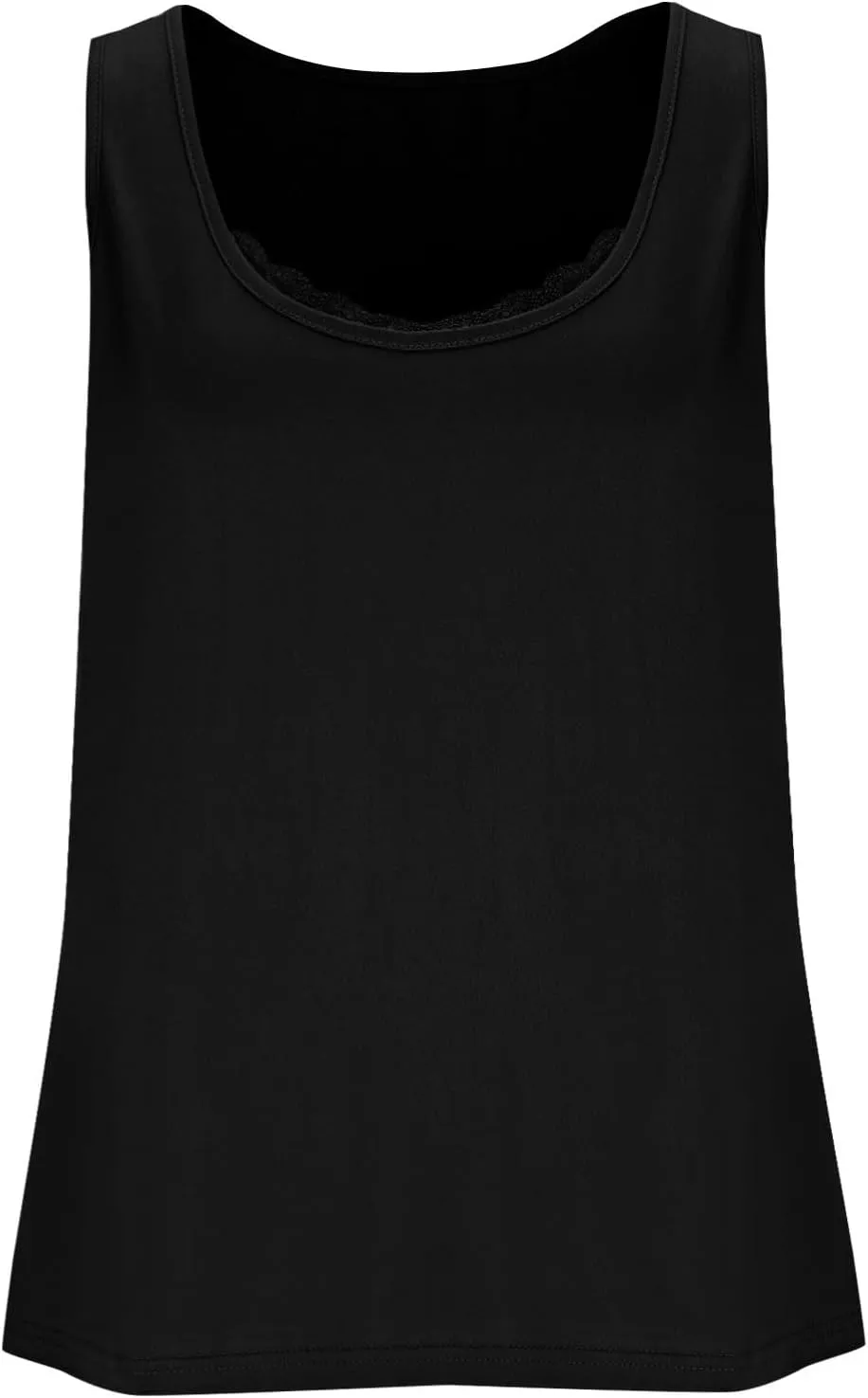 Plus Size Fitted Camisole for Women, Lace Trim U Neck Tank Tops Soft Stretch Cami Shirts Sleeveless Basic Undershrit