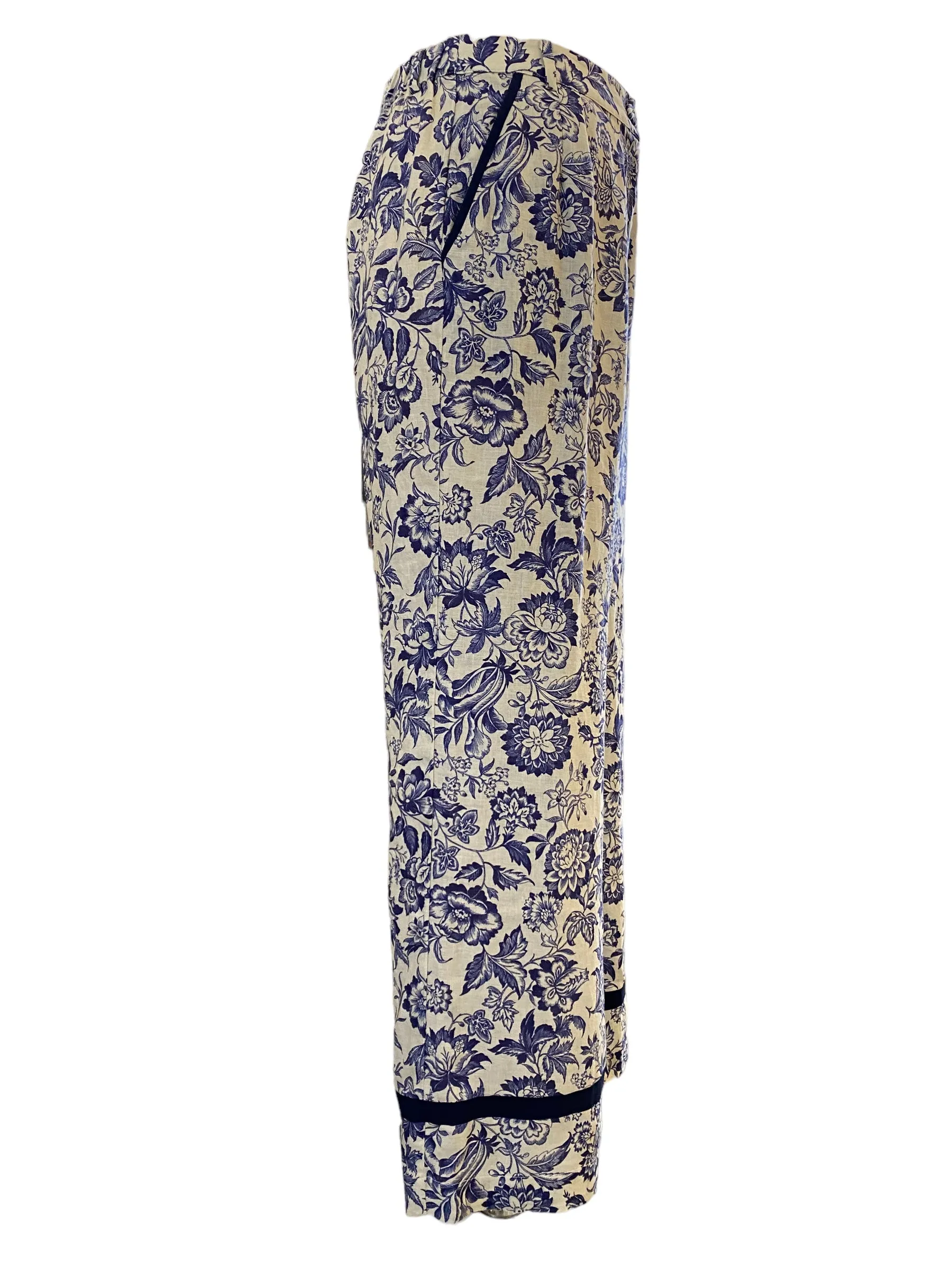 Purotatto Linen Pant Blue/White Floral