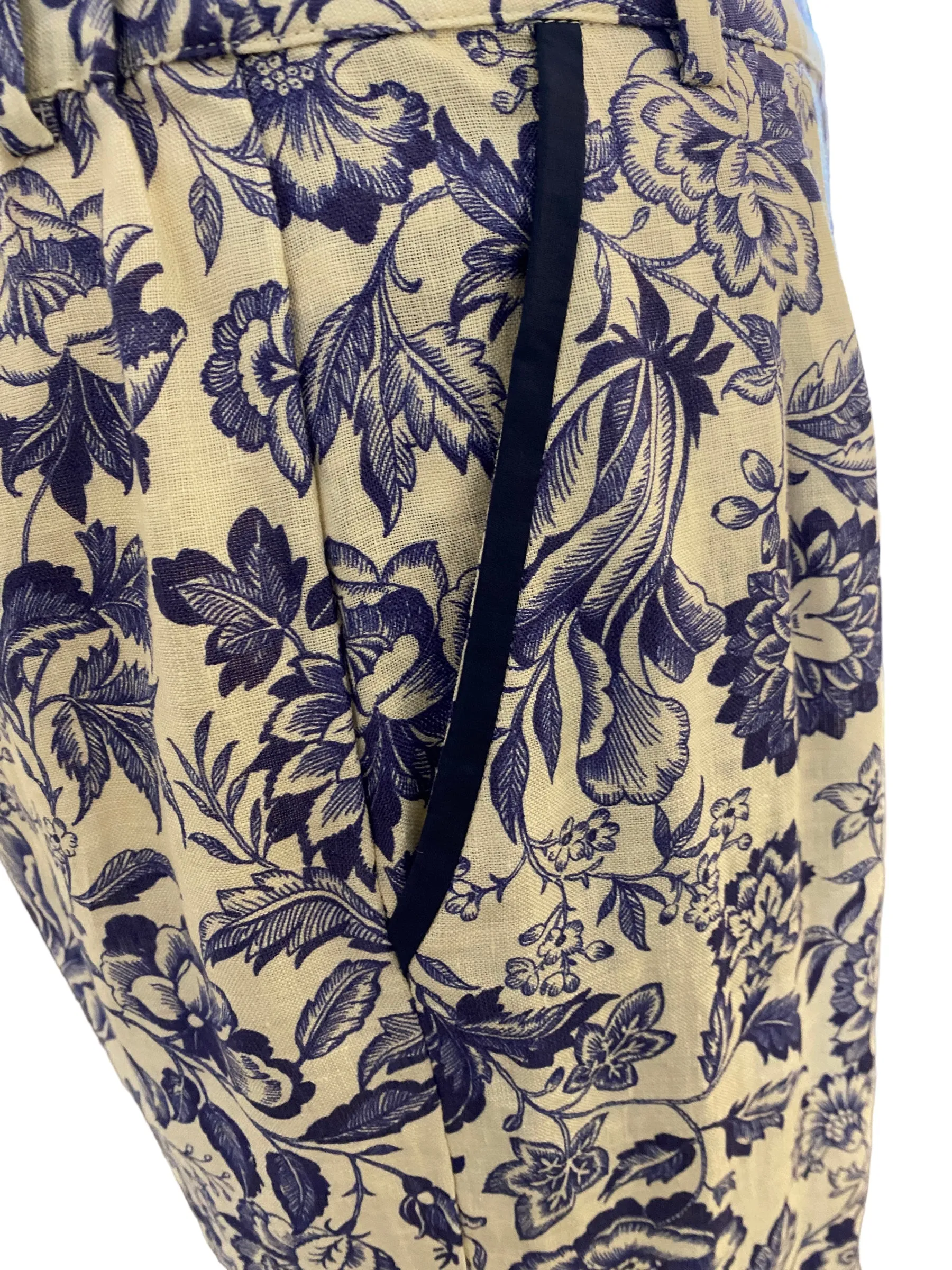 Purotatto Linen Pant Blue/White Floral