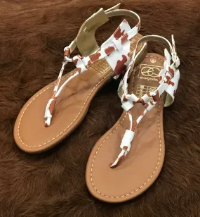 Real Cowy Cowhide Print Sandals