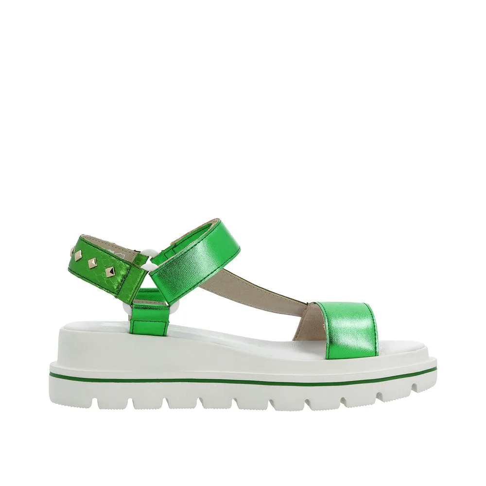Rieker W1651-52 Ladies Green Touch Fastening Sandals