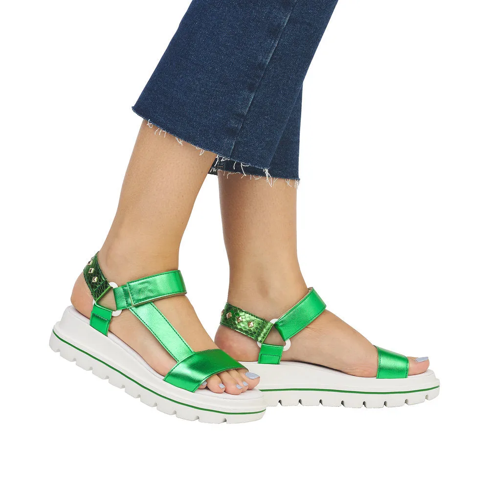 Rieker W1651-52 Ladies Green Touch Fastening Sandals
