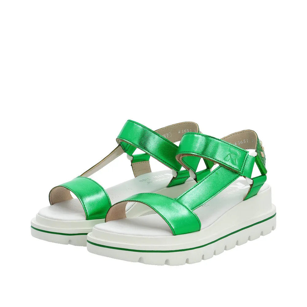 Rieker W1651-52 Ladies Green Touch Fastening Sandals