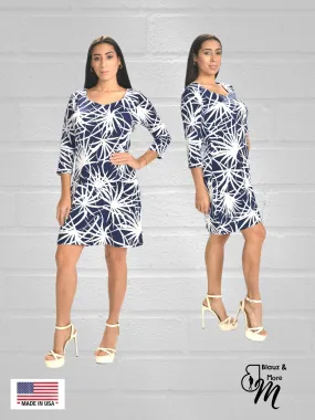 Straight Hemline Dress with Sweetheart neckline 3/4 Sleeves
