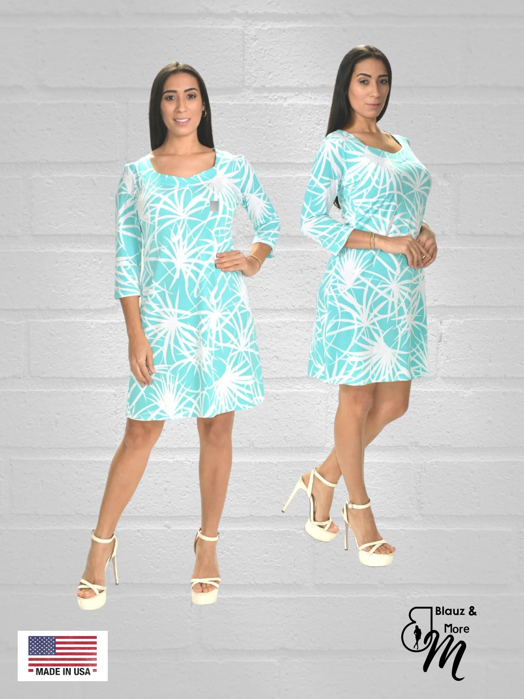 Straight Hemline Dress with Sweetheart neckline 3/4 Sleeves
