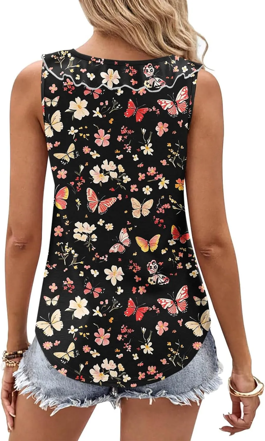 Summer Tank Tops for Women 2025 Fashion Printed V Neck Sleeveless Shirt Soft Comfy Trendy Beach Casual Dressy Outfits