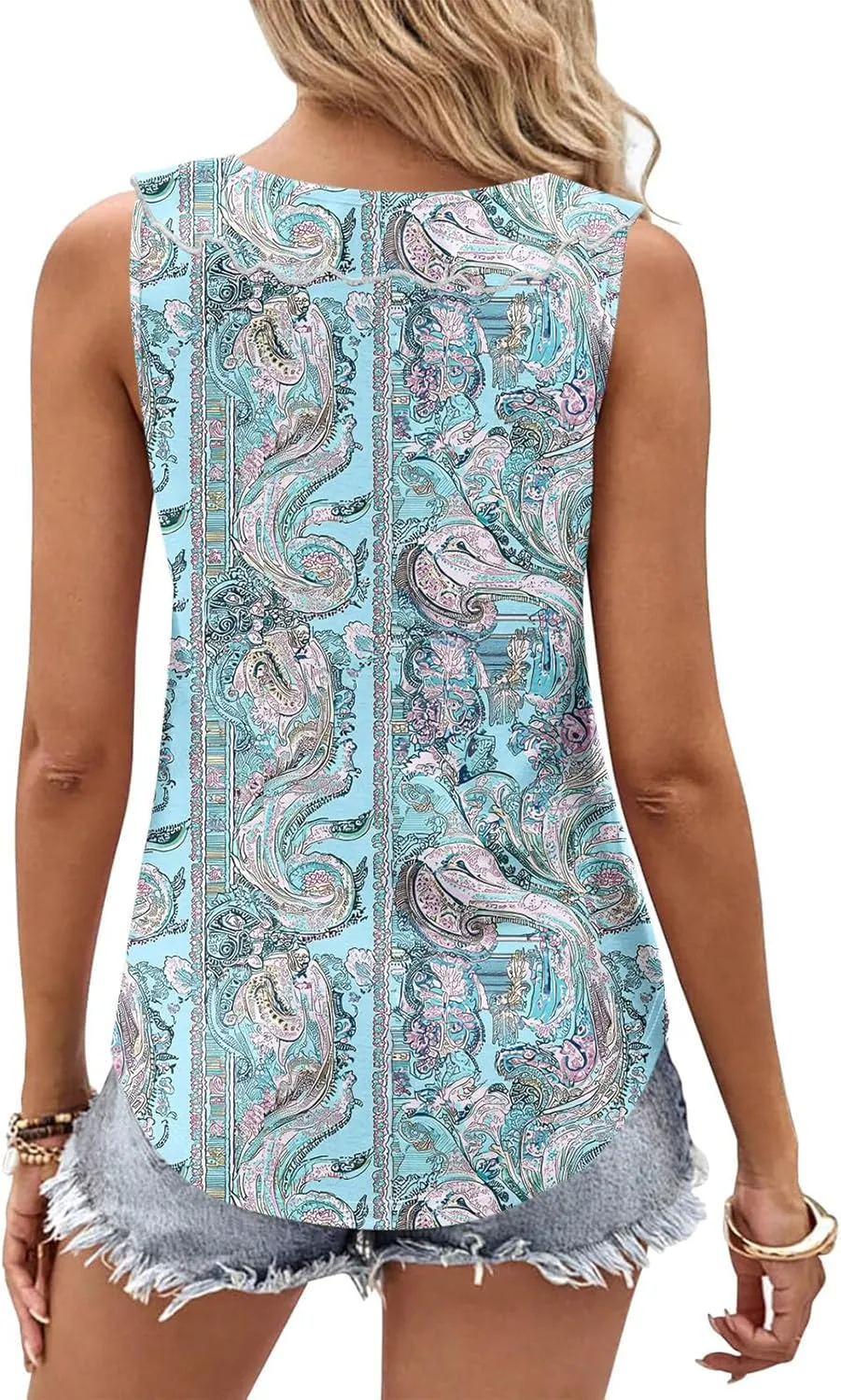 Summer Tank Tops for Women 2025 Fashion Printed V Neck Sleeveless Shirt Soft Comfy Trendy Beach Casual Dressy Outfits