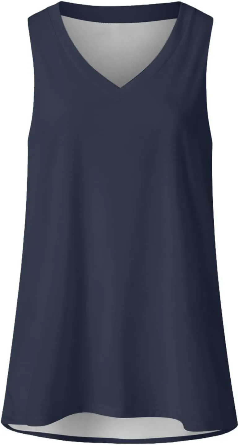 Summer Tank Tops for Women 2025 V Neck Sleeveless Spring Casual Solid Color Camisole Soft Beach Vacation Dressy Tank