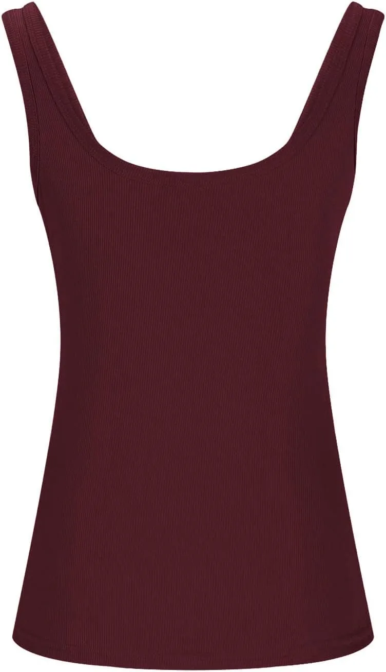 Tank Tops with Built in Bra for Women Comfy Loose Knitted Solid Scoop Neck Camisole Trendy Soft Sleeveless Tank 2025