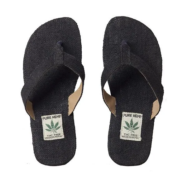 Unisex Hemp Flip Flops - Black