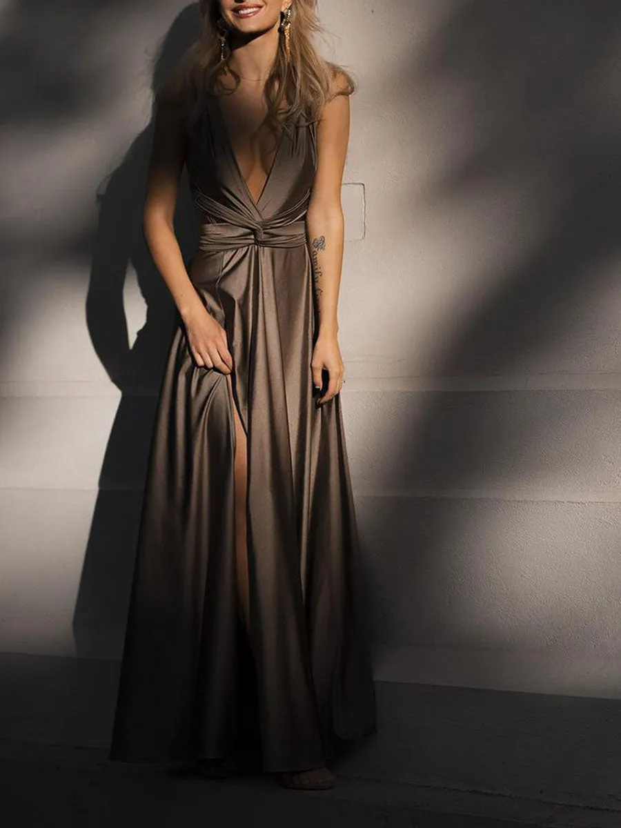 V-neck Halter Elegant Party Maxi Dress