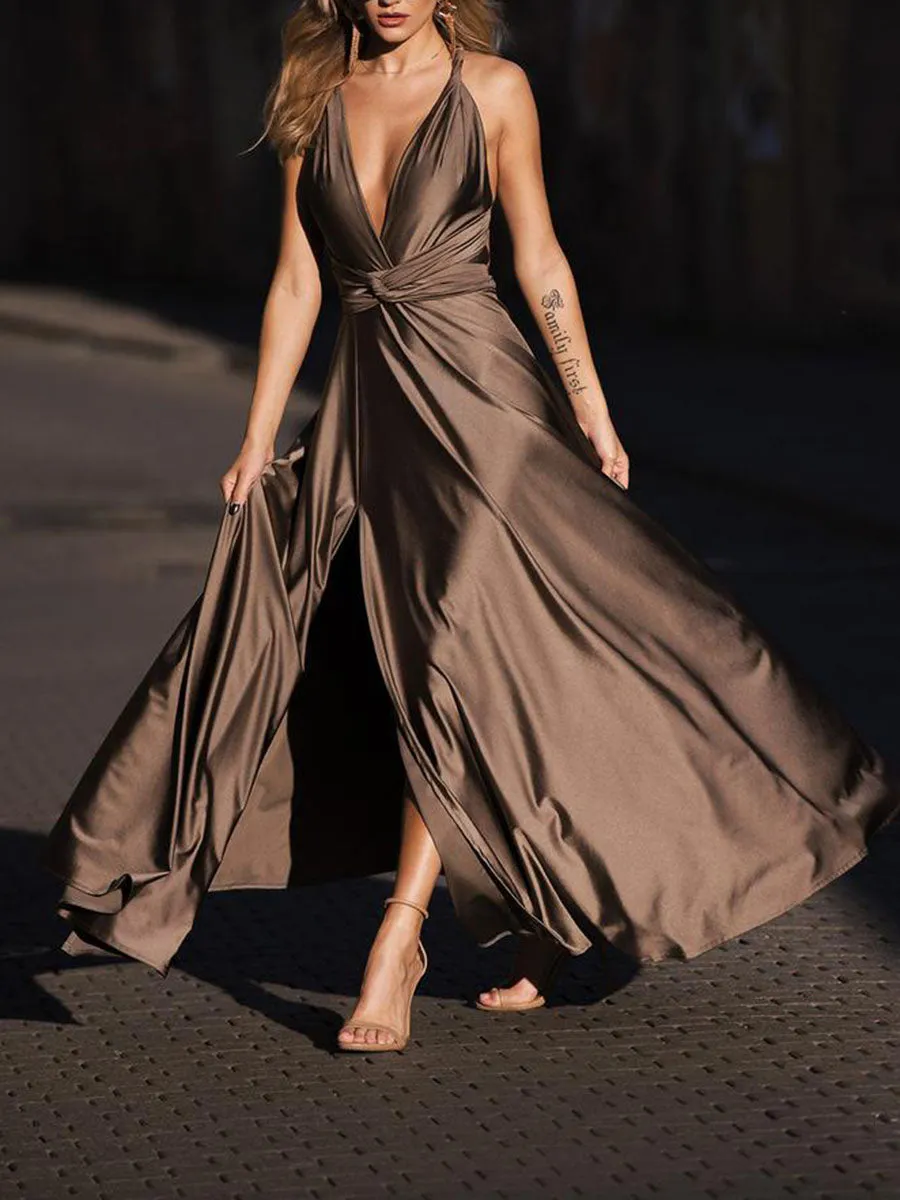 V-neck Halter Elegant Party Maxi Dress