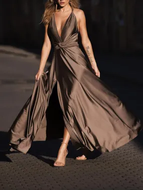 V-neck Halter Elegant Party Maxi Dress