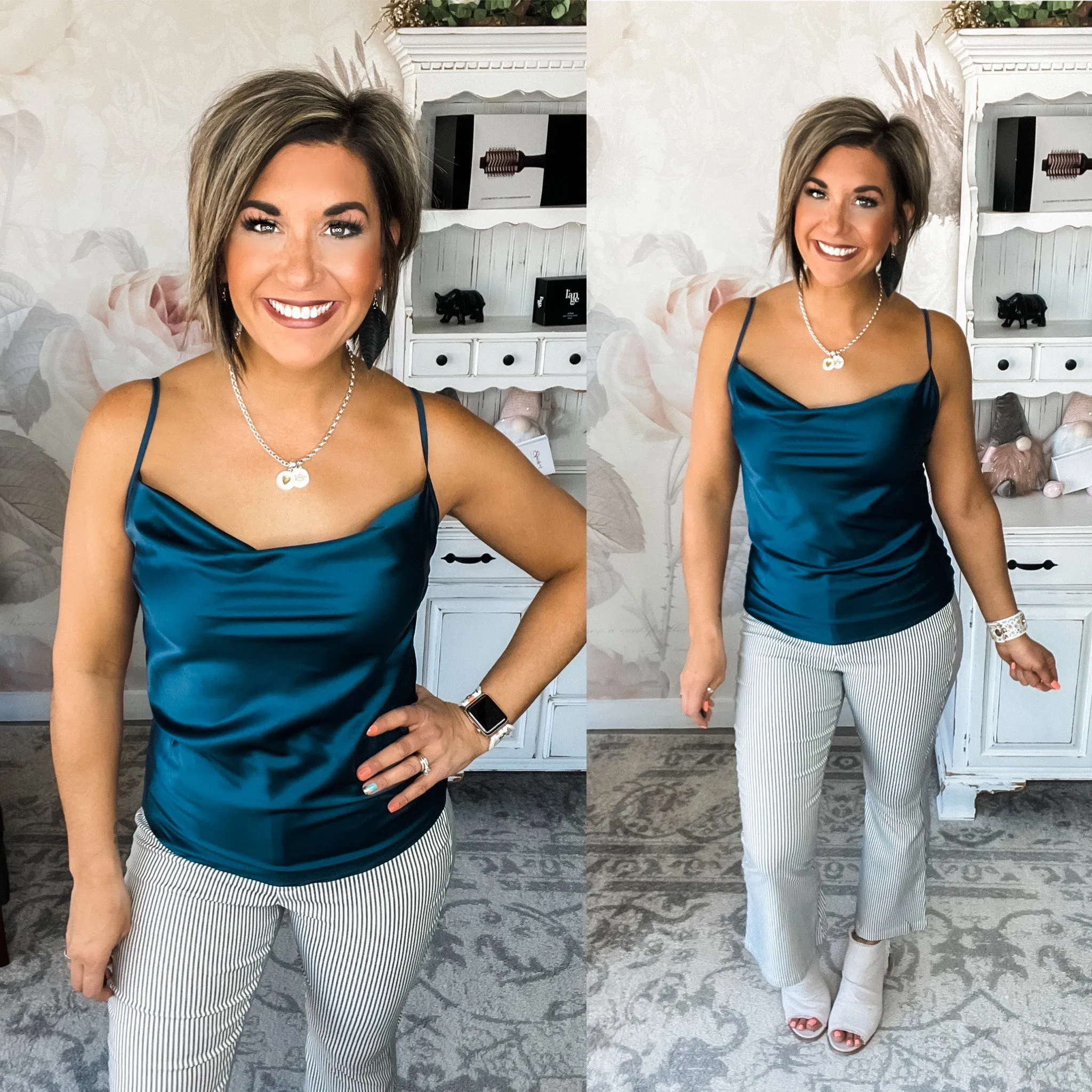 Wake You Up Satin Camisole - Teal