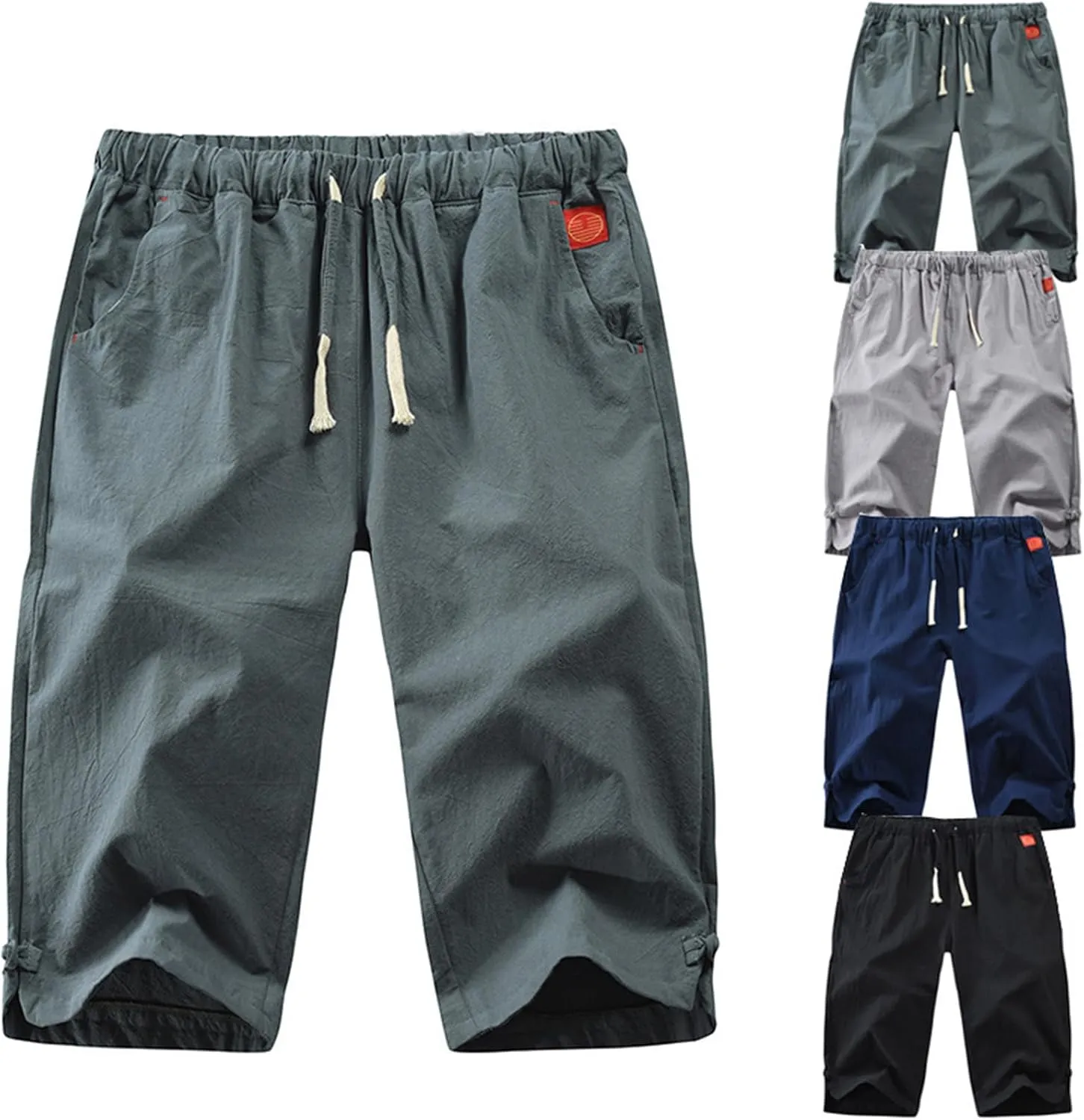Wankang Men's Linen Shorts Casual Summer Lightweight Drawstring Beach Shorts Relaxed Fit Lounge Hawaii Shorts for Men