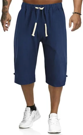 Wankang Men's Linen Shorts Casual Summer Lightweight Drawstring Beach Shorts Relaxed Fit Lounge Hawaii Shorts for Men