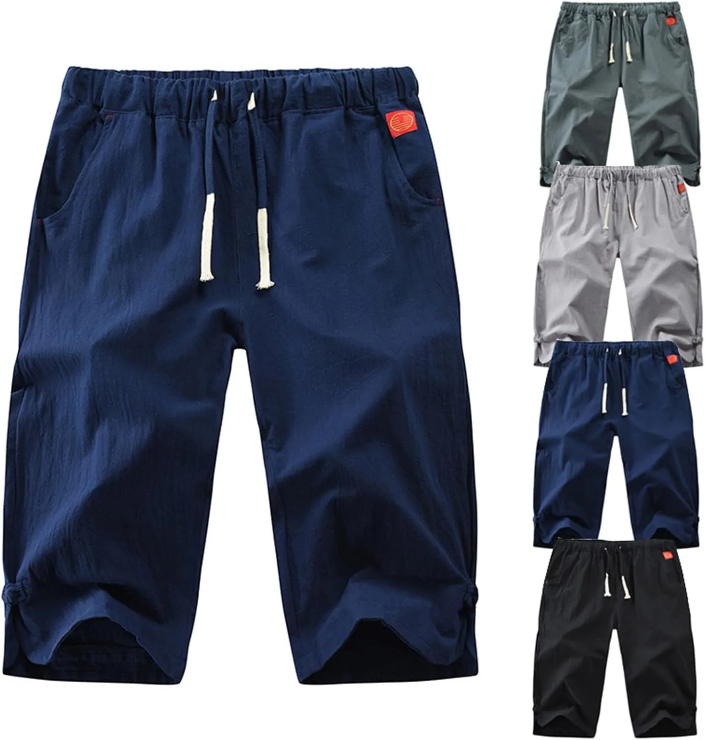 Wankang Men's Linen Shorts Casual Summer Lightweight Drawstring Beach Shorts Relaxed Fit Lounge Hawaii Shorts for Men