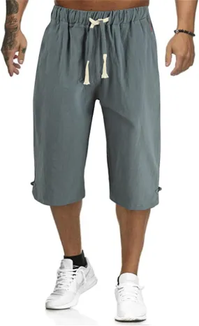 Wankang Men's Linen Shorts Casual Summer Lightweight Drawstring Beach Shorts Relaxed Fit Lounge Hawaii Shorts for Men