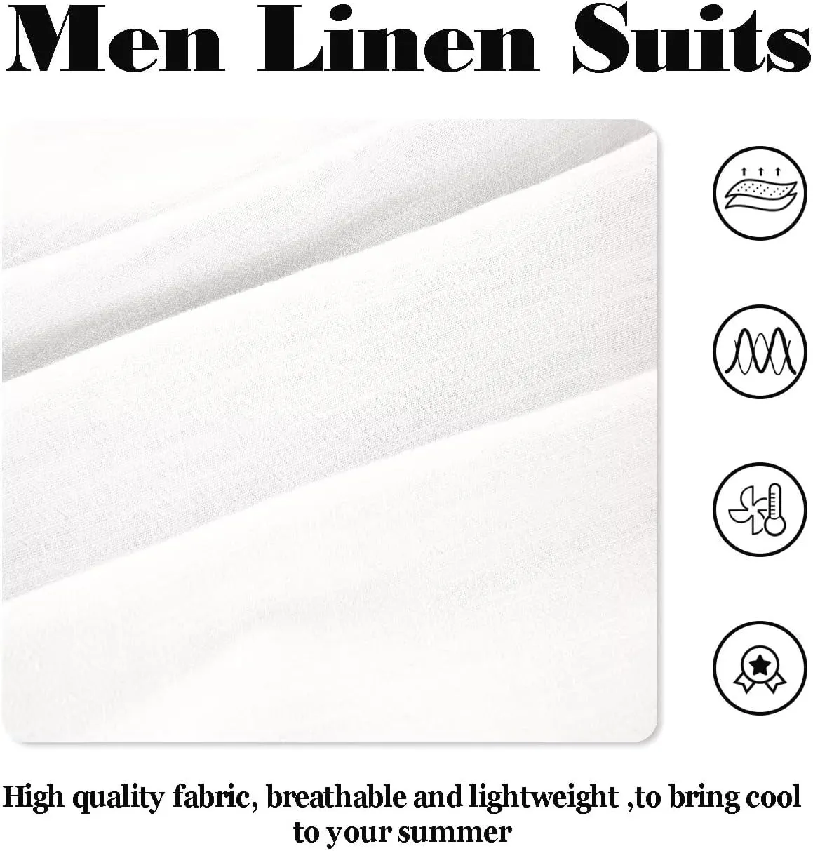 Wehilion Retro Linen Men Suit Beach Wedding Suit Summer Slim Fit 3 Pieces Light Weight Linen Suit Jacket Vest Pant Tuxedo