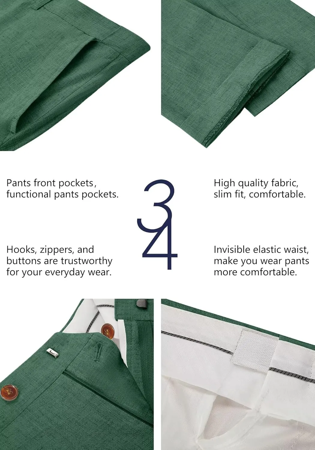 Wehilion Retro Linen Men Suit Beach Wedding Suit Summer Slim Fit 3 Pieces Light Weight Linen Suit Jacket Vest Pant Tuxedo