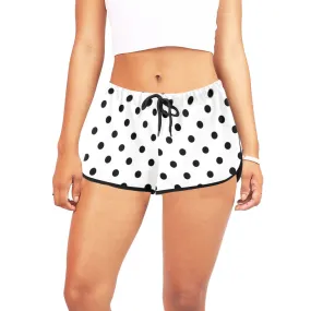 White With Black Polka Dots Women's Relaxed Shorts