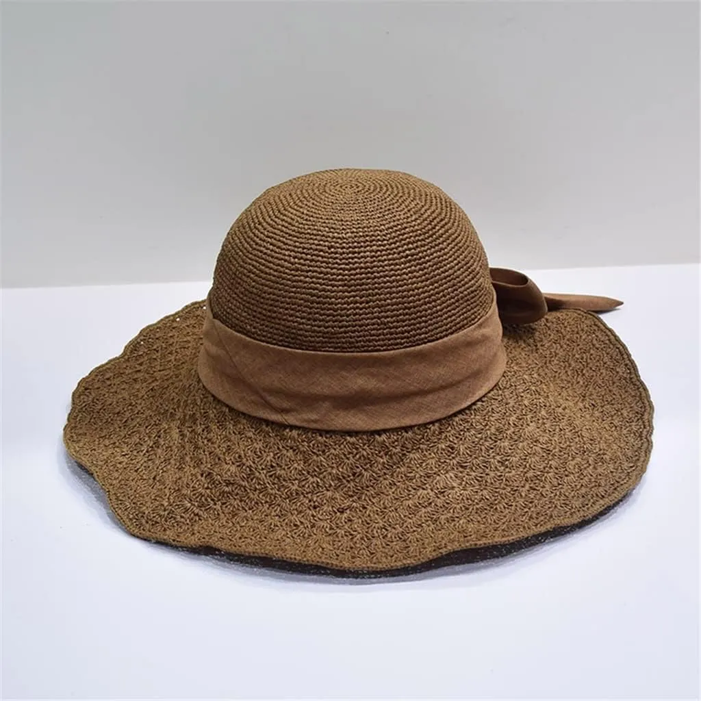 Wide-Brimmed Hand Hook Hat Sun Hat Ladies Outdoor Sunscreen Breathable Beach Hat