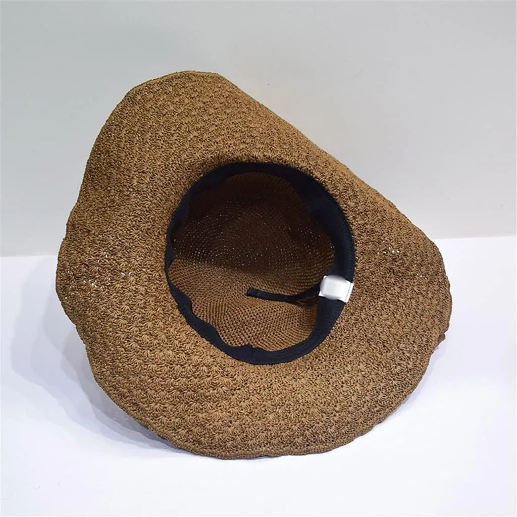 Wide-Brimmed Hand Hook Hat Sun Hat Ladies Outdoor Sunscreen Breathable Beach Hat