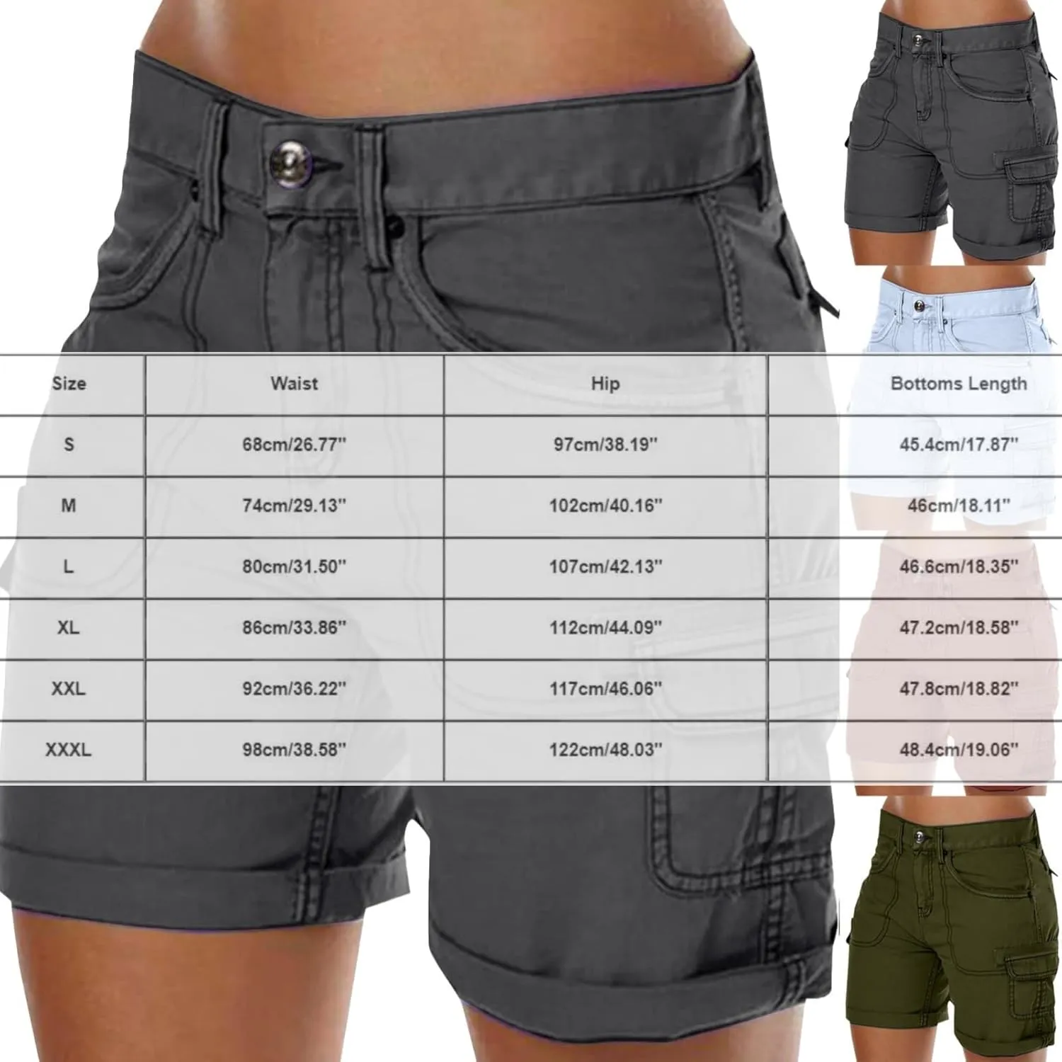 Women's Cargo Shorts Summer High Waisted Bermuda Shorts Casual Trendy Hiking Outfits Knee Length Pant with Pockets