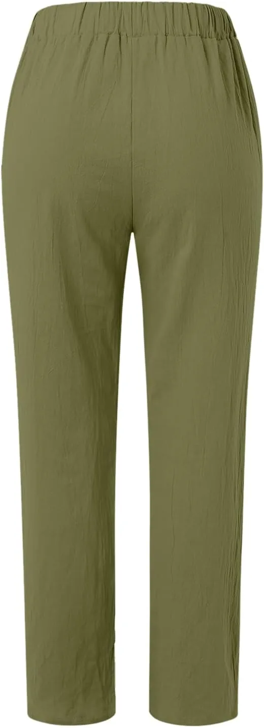 Women's Casual Pants Elastic Waist Trendy Pants Straight Leg Baggy Trousers with Pocket Sweatpants Trousers