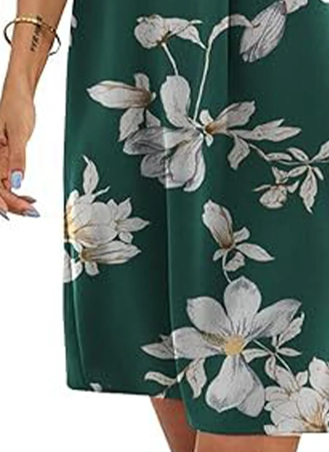 Womens Elegant Floral Print Sleeveless Tank Dresses 2025 Summer Casual V Neck Midi Shift Sundress Vacation Outfits