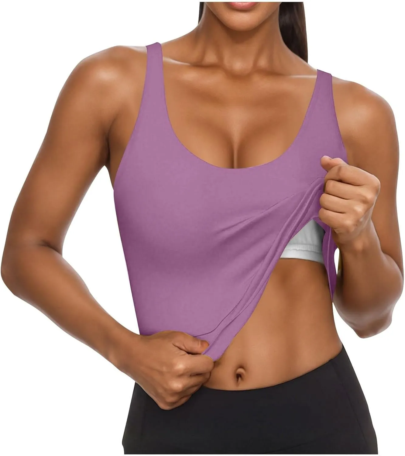 Womens Tank Tops with Built in Bra 2025 Summer Casual Sleeveless Padded Camisole Workout Yoga Basic Cami Undershirt