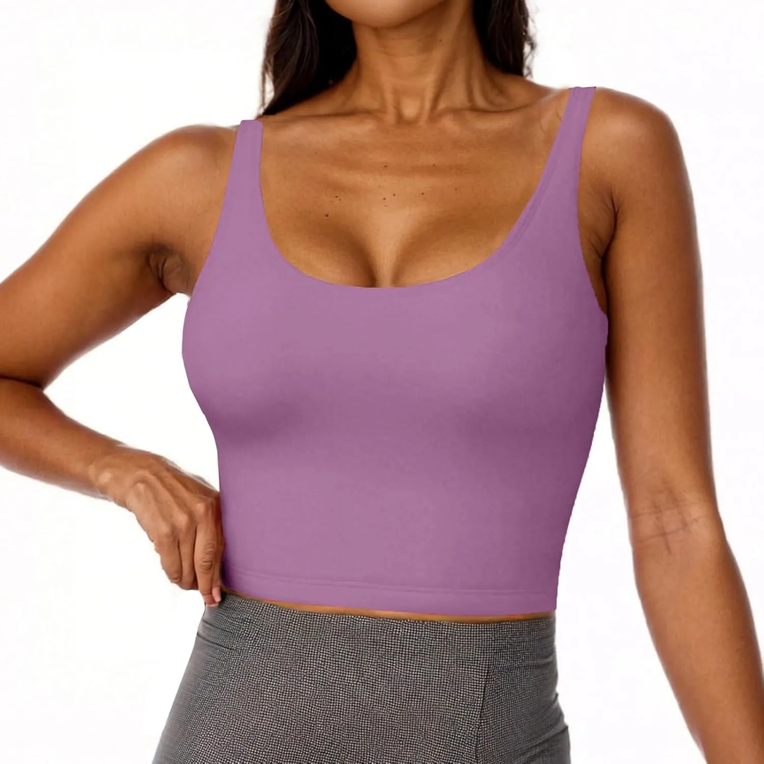 Womens Tank Tops with Built in Bra 2025 Summer Casual Sleeveless Padded Camisole Workout Yoga Basic Cami Undershirt