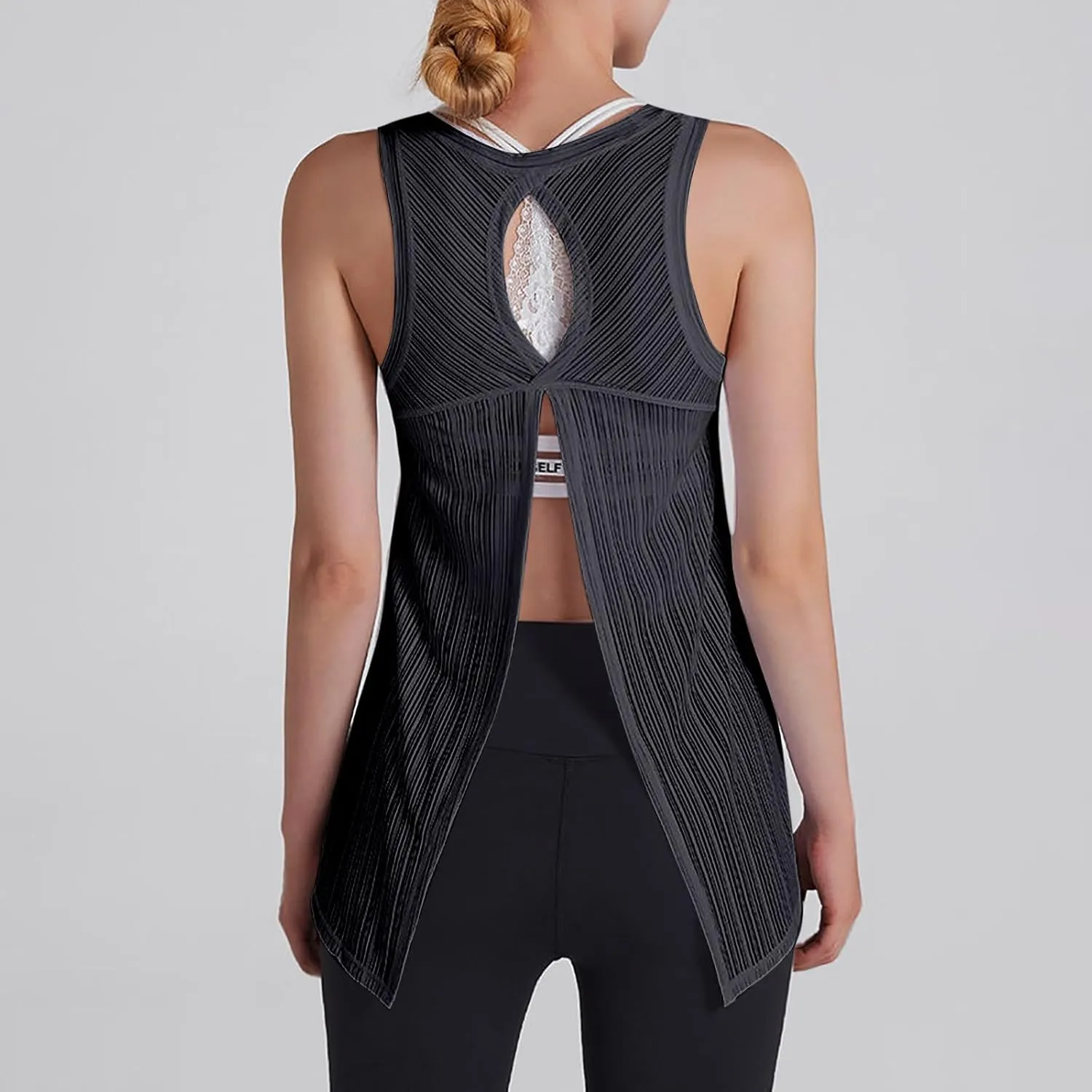 Workout Tank Tops for Women Summer Mesh Hollow Out Crew Neck Sleeveless Shirts Casual Fashion Yoga Quick Dry Blouse