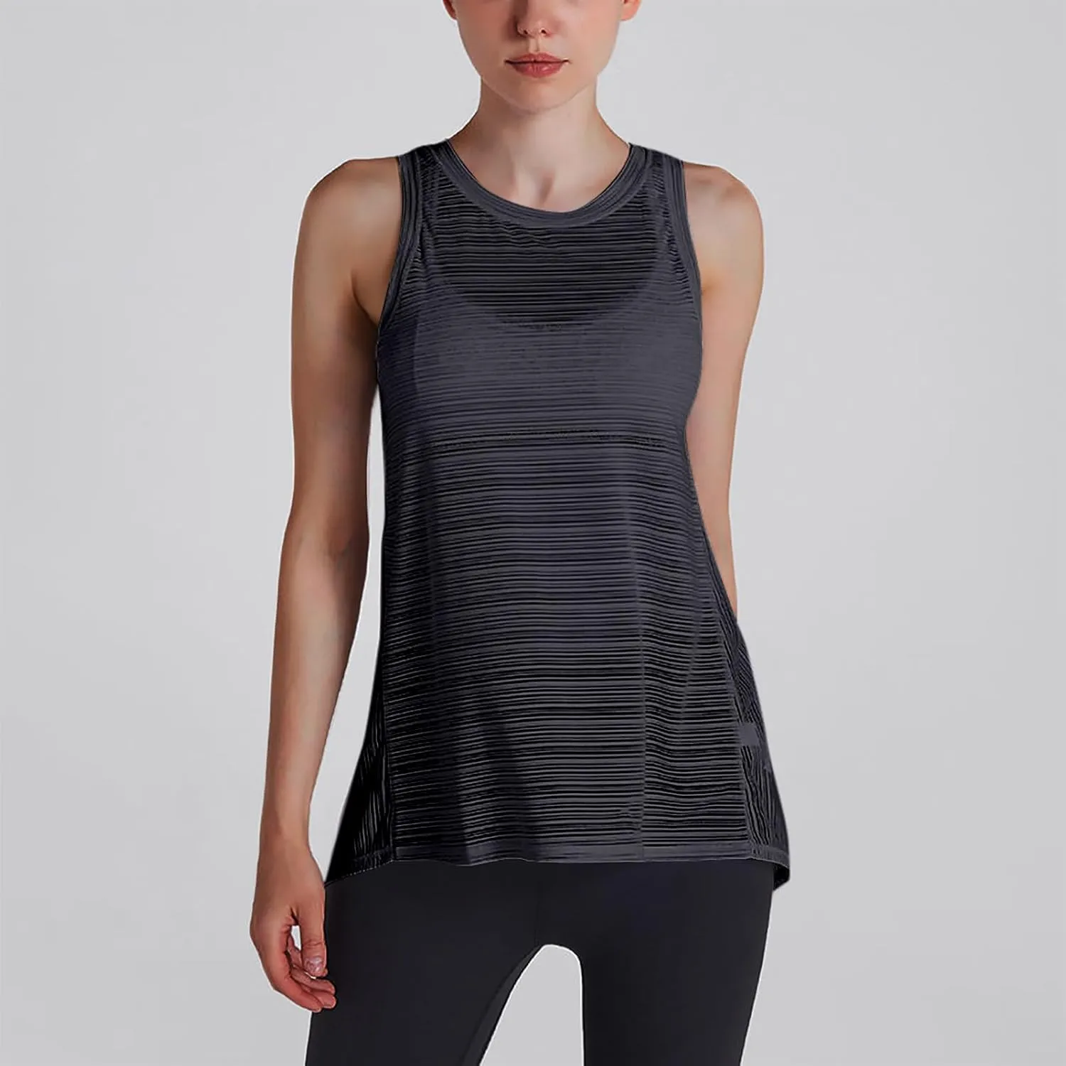 Workout Tank Tops for Women Summer Mesh Hollow Out Crew Neck Sleeveless Shirts Casual Fashion Yoga Quick Dry Blouse