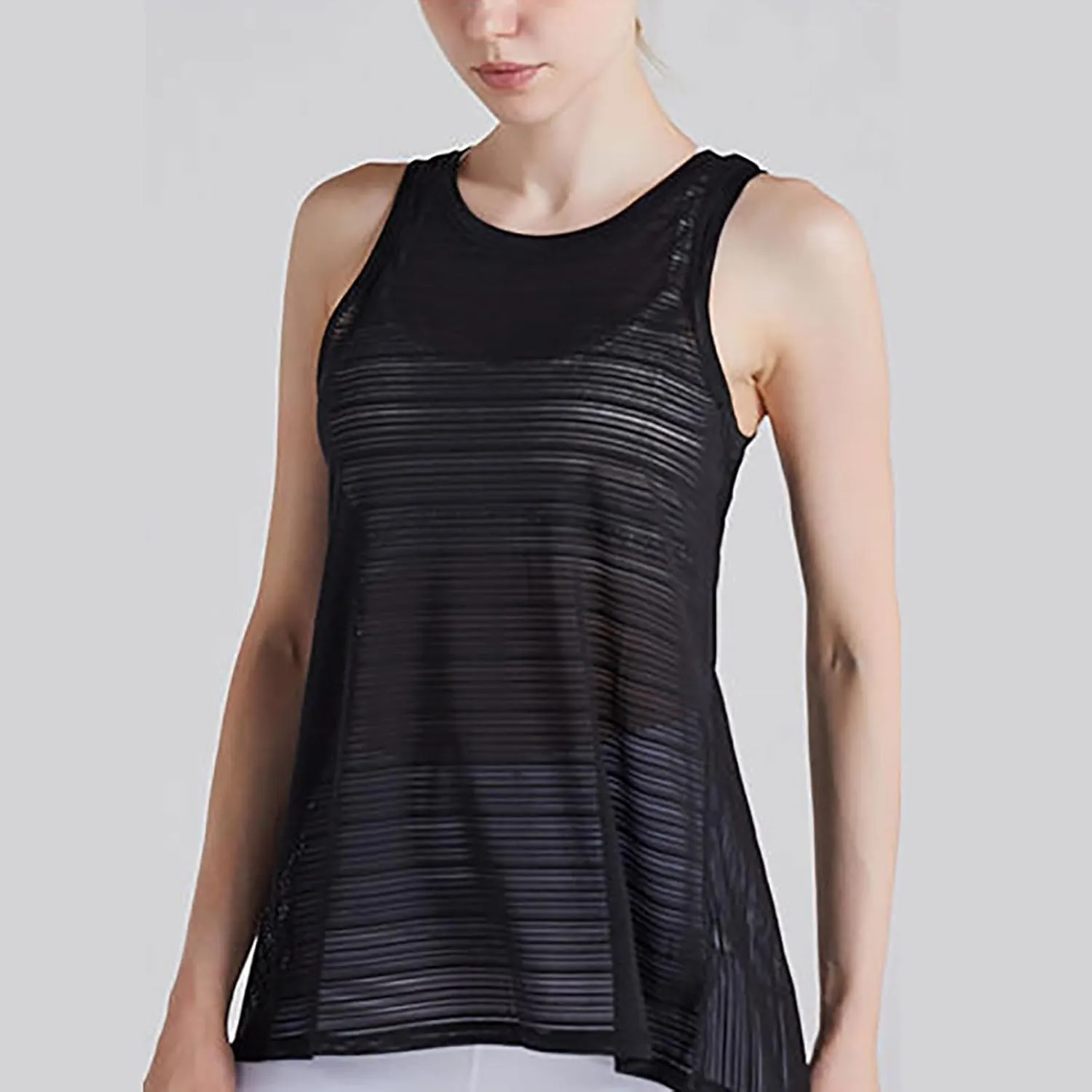 Workout Tank Tops for Women Summer Mesh Hollow Out Crew Neck Sleeveless Shirts Casual Fashion Yoga Quick Dry Blouse