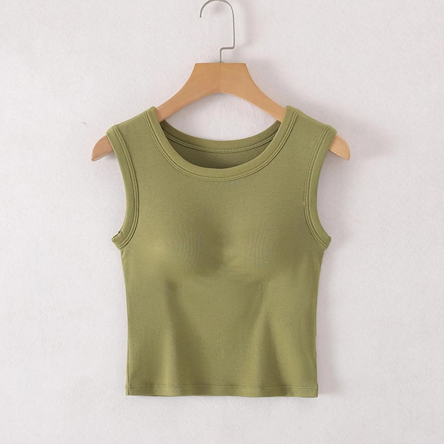 Workout Tank Tops for Women with Built in Bra, Slim Fit Crop Top, Basic Padded Camisole 2025 Summer Clothes